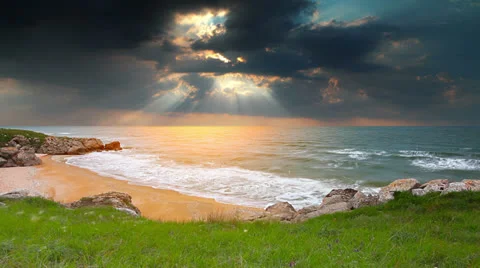 Sunset in the bay of the sea Stock Footage 25874652