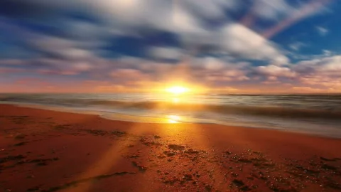 Sunset in the bay of the sea. slow motion. Stock Footage 121699989