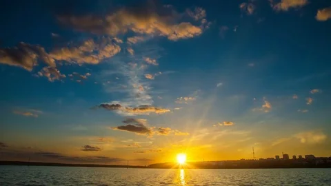Sunset in the bay, Time-lapse photography, Cinemagraph, night sky, video loop, Stock Footage 77278242
