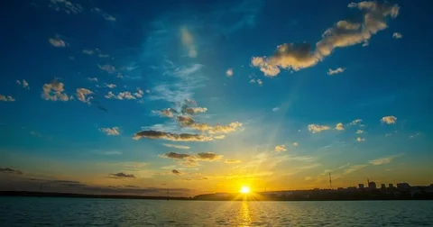 Sunset in the bay, time lapses, night sky, Stock Footage