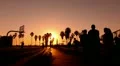 Sunset Beach 04 Basketball Silhouette Venice California HD Footage