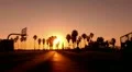 Sunset Beach 06 Basketball Silhouette Venice California HD Footage