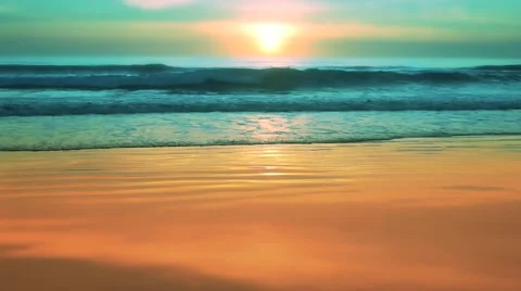 Sunset Beach 2 tone - 7 color clips 2 mins Stock Footage 48591324