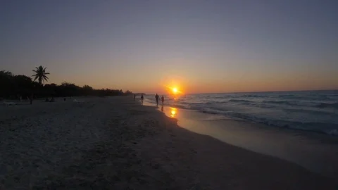 Sunset beach 3 Stock Footage 90862365