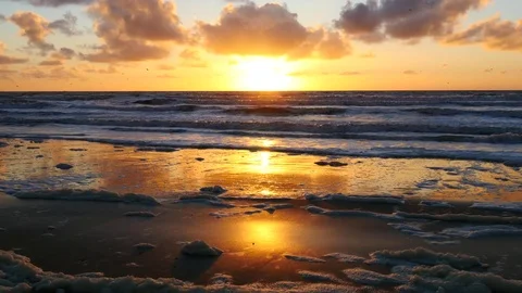 Sunset on the beach 4K clip Stock Footage 74767088
