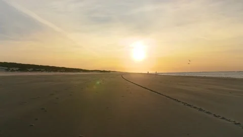 Sunset at beach of ameland Stock Footage 146268519