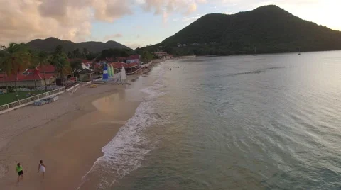 Sunset on beach and ocean Stock Footage 61861786