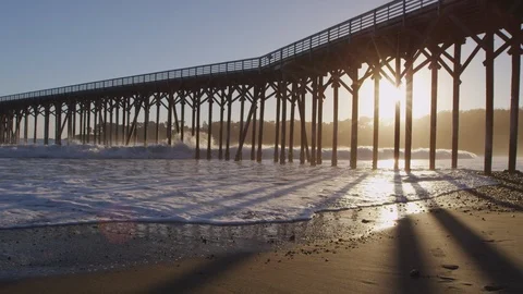 Sunset on the Beach and Pier Stock-Footage 85907801