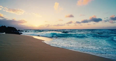 Sunset Beach and Waves Stock Footage 64723725