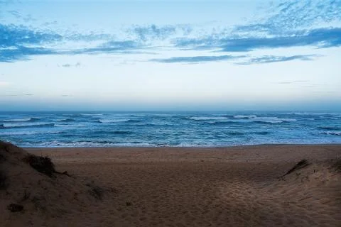 Sunset on the beach of the Atlantic Ocean Stock Photos