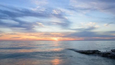 Sunset at the beach in Ault in summer Stock Photos