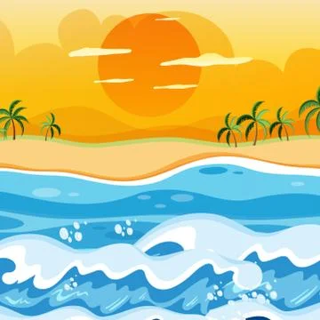 Sunset on the beach background Stock Illustration