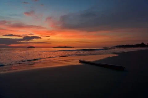 Sunset with beach background Stock Photos