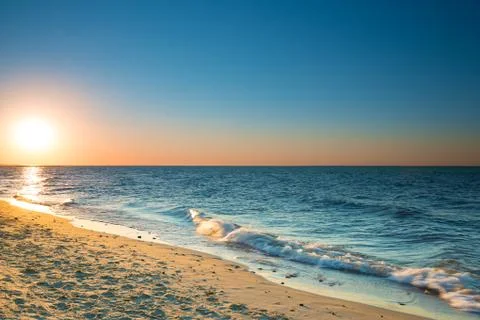 Sunset on the beach on the Baltic Sea Stock Photos