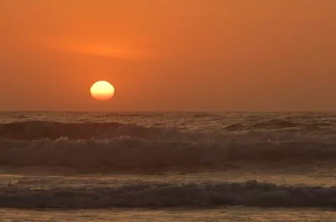 Sunset on the beach at barriga, portugal, europe Stock Photos