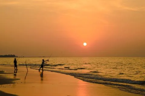 Sunset on the beach with beautiful sky Foto stock
