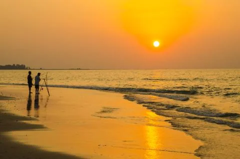 Sunset on the beach with beautiful sky Фото