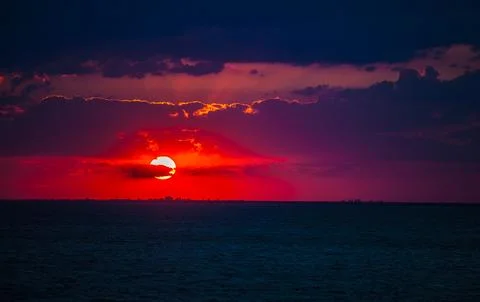 Sunset on the beach with beautiful sky 스톡 사진