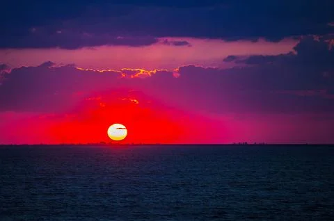 Sunset on the beach with beautiful sky 스톡 사진