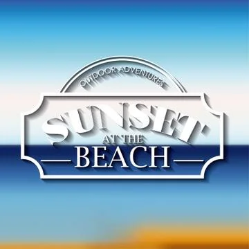 Sunset in the beach with blur background icon design Illustrazione stock