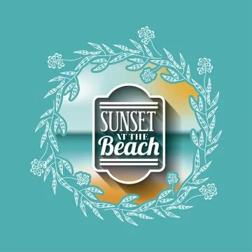 Sunset in the beach with blur background icon design Illustrazione stock