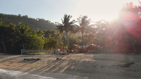 Sunset at the beach in Boracay, Philippines / 4K Drone Video Stock-Footage 103605818