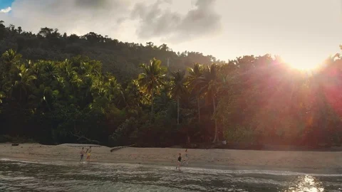 Sunset at the beach in Boracay, Philippines / 4K Drone Video Stock-Footage 103606090