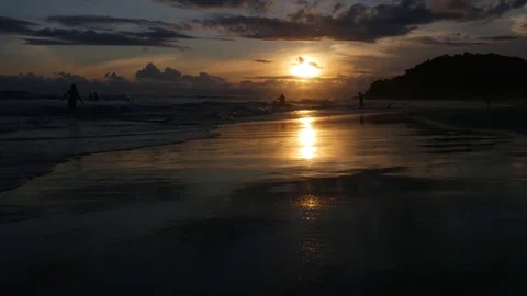 Sunset on a beach in Brazil Stock Footage 71473506