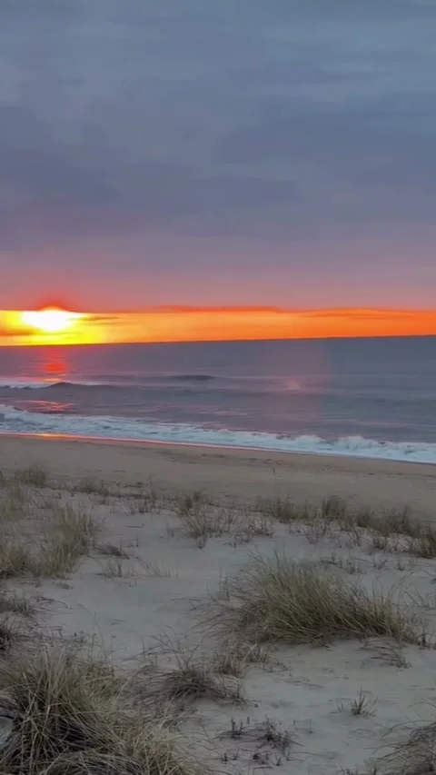 Sunset Beach with Calm Ocean Waves Stock Footage 331439826