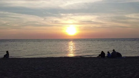 Sunset beach in Cape May New Jersey at sunset Stock Footage 154712142