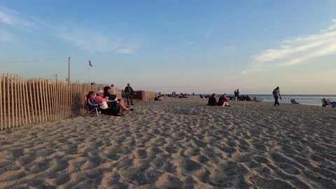 Sunset beach in Cape May New Jersey at sunset Stock Footage 154712403