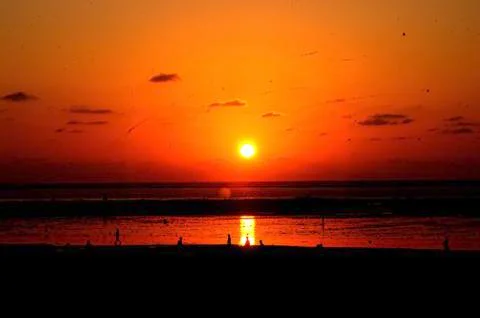 Sunset At Beach Center Stock Photos