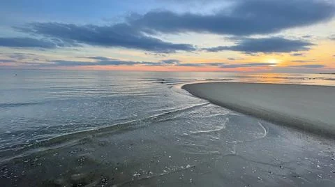 Sunset on the Beach at Chatham, Cape Cod Stock Photos