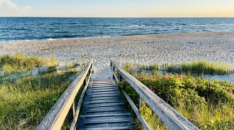 Sunset on the Beach at Chatham, Cape Cod Stock Photos