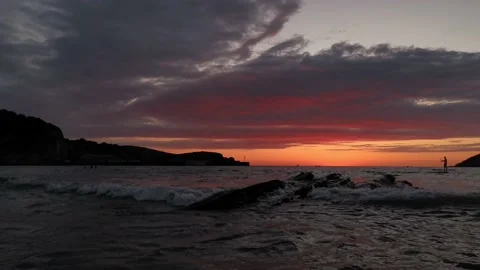 Sunset on the beach with clouds Stock Footage 135315565