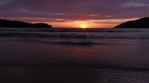Sunset on the beach with clouds Stock Footage 135315689