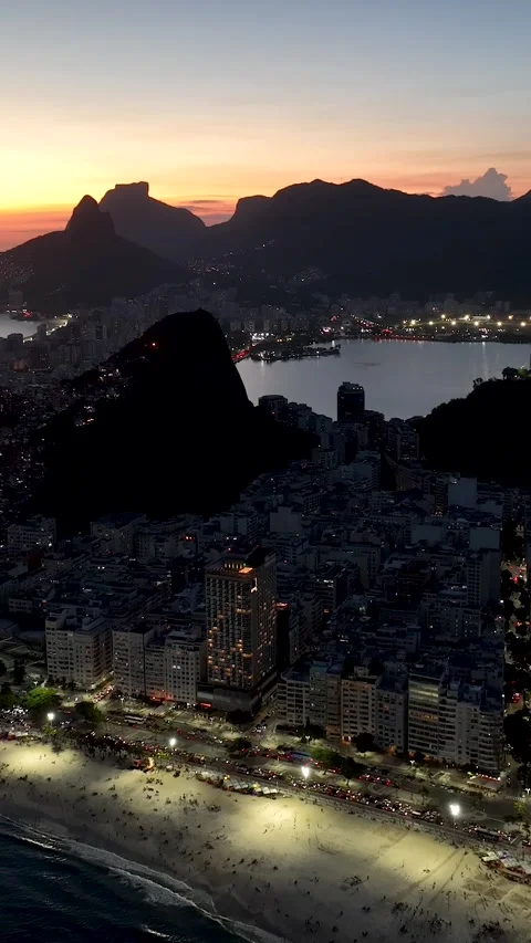 Sunset Beach at Copacabana Beach in Rio de Janeiro Brazil. Stock Footage 342402309
