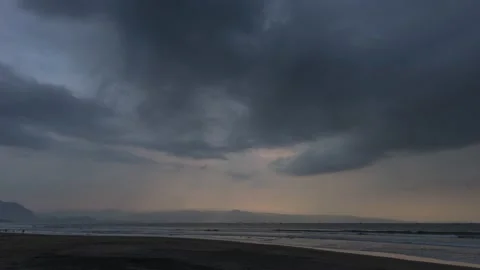 Sunset on The Beach Coral and Mountain on the background Time Lapse Video stock 132289647