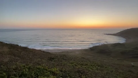 Sunset on a beach in Cornwall Stock Footage 251306754