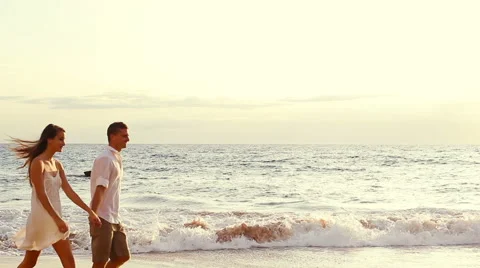 Sunset Beach Couple Stock Footage 52553195
