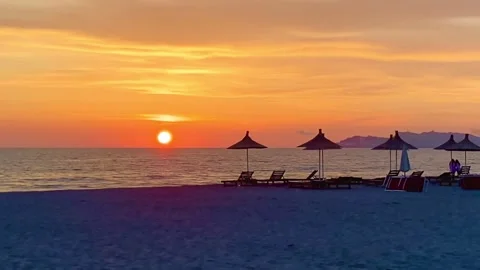 Sunset at the beach. Evening. Stock Footage 246147343