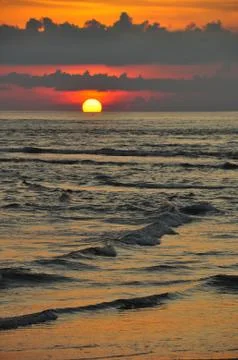 Sunset at the beach in the evening Foto stock
