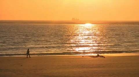 Sunset at beach Stock Footage 708680