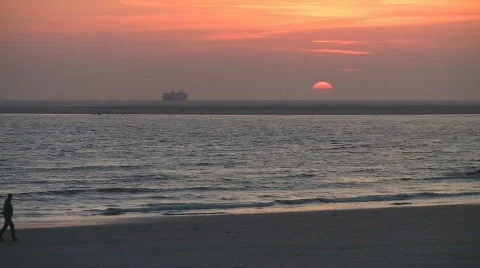 Sunset at beach Stock Footage 708706