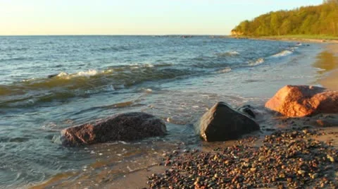 Sunset at beach Stock Footage 10580013