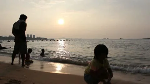 Sunset on the beach Stock Footage 20468563