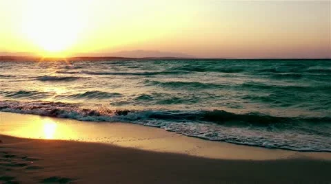 Sunset On The Beach Stock Footage 22041460