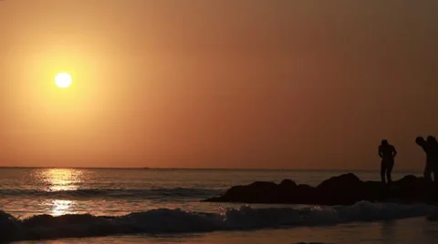 Sunset on the beach Stock Footage 32621420