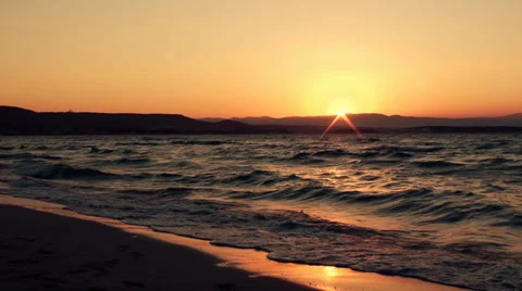 Sunset On The Beach Stock Footage 33896542