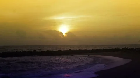 Sunset at beach Stock Footage 52946573